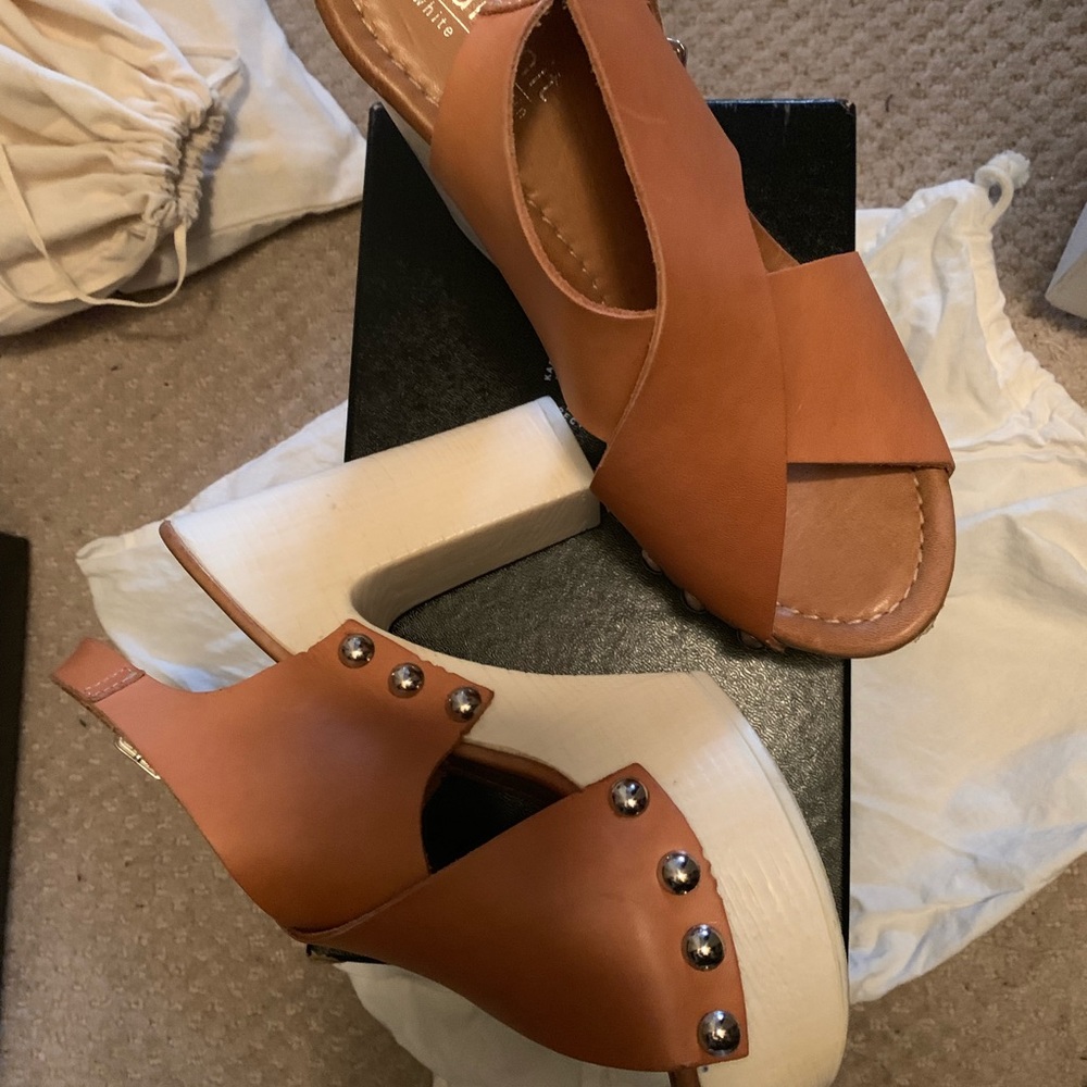 Real leather wedge platform heels